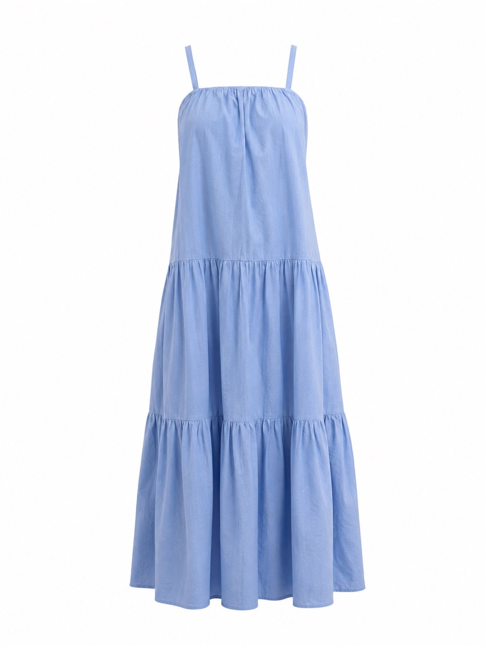 Steve Madden Oceane Tiered Cotton Maxi Sundress Removable Straps Blue XS NEW